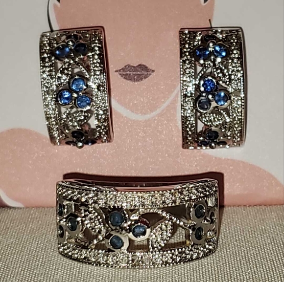 🗝Vtg Silver and Topaz Premium Fashion Jewelry Set (Ring and Earrings) - Picture 5 of 8